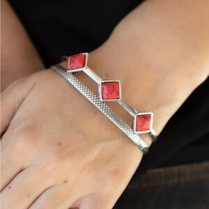 NEW Red Adobe Accent Silver Cuff Bracelett